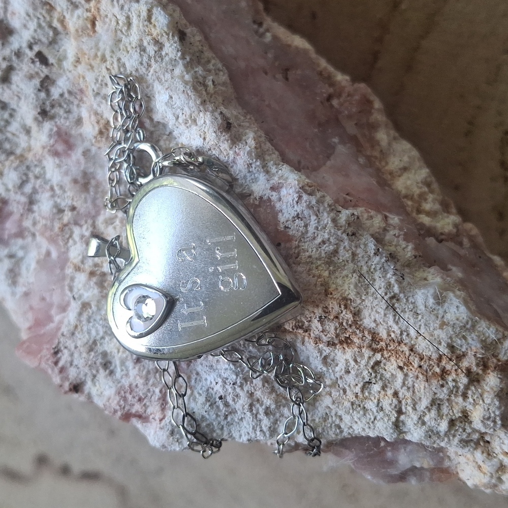 It's A Girl Silver Heart Locket Pendant Necklace